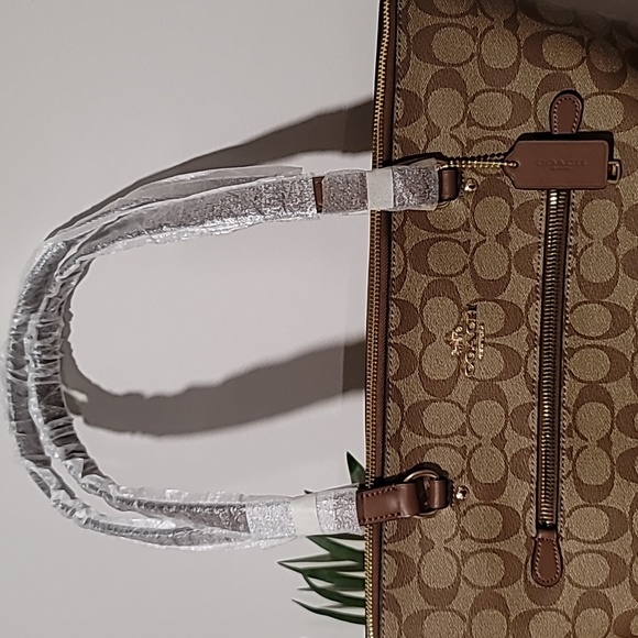 Coach Signature Gallery Tote Carryall Khaki/Saddle NEW w/Tag - Picture 2 of 14